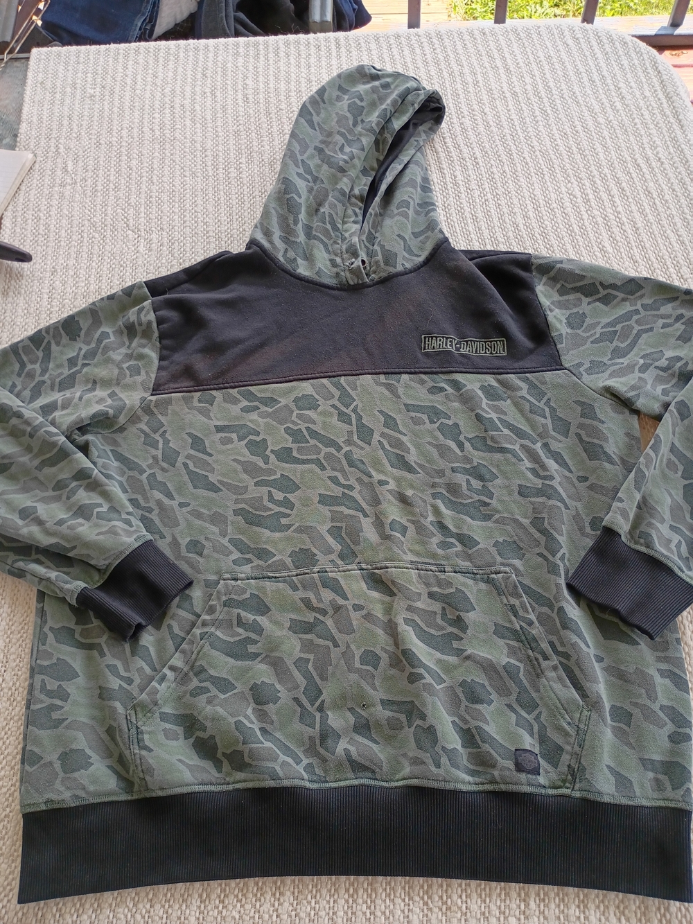 Harley-Davidson Green Camo Pullover Hoodie with Black Yoke